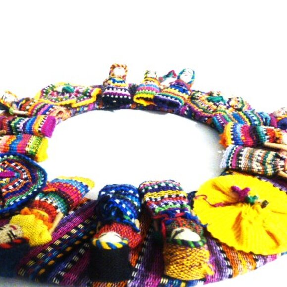 Handmade Vintage WORRY DOLL WREATH Stress Relief Therapy Mayan Costume Fear - Picture 3 of 7